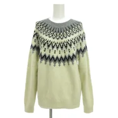 レイビームス Ray Beams タグ付き ノルディック ジャカード クルーネック ニット 長袖 ウール オフホワイト 白 柄 フェアアイル柄 グレー /YJ