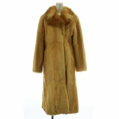 ノーブランド ファーコート アウター 毛皮 ミンク ロング 裏地総柄 茶色 ブラウン /XZ ■GY18