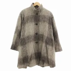 バジーレ BASILE 28 コート ジャケット チェック柄 シャギー アルパカ混 ミドル ハーフ丈 38 茶 ブラウン /AE