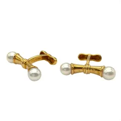 タサキ TASAKI パール デザイン カフスボタン カフリンクス K18YG 6.8g 真珠 イエローゴールド メンズ【中古】