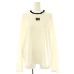 ミュウミュウ miumiu MJL992 24年 ロゴ刺繍 カットソー Tシャツ 長袖 XS ホワイト ブラック /ES ■OS ■SHのサムネイル