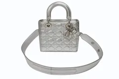 Christian Dior クリスチャンディオール Lady Dior レディディオール スモール 2WAYバッグ カナージュ シルバー  シルバー金具 美品 中古 4b007657