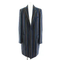 ハリスツイード Harris Tweed チェスターコート ロング丈 ストライプ柄 ウール アウター 1 紺 ネイビー 茶 ブラウン 44000048 /AN36
