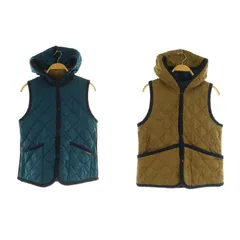 ラベンハム LAVENHAM キルティングフードベスト 中綿 リバーシブル イギリス製 36 ブルー ブラウン /MY ■OS