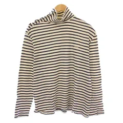ロエベ LOEWE Tシャツ 長袖 タートルネック アナグラム 刺繍 ボーダー柄 M アイボリー 紺 ネイビー /BBのサムネイル