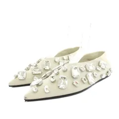 ジルサンダー JIL SANDER ビジュートリムフラットシューズ パンプス ポインテッドトゥ レザー ビブラムソール 白 ホワイト /YTのサムネイル