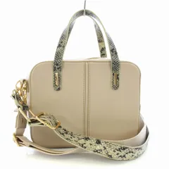 リリーブラウン Lily Brown スクエアクラシックバッグ ハンドバッグ ショルダーバッグ 2WAY パイソン プリント フェイクレザー ベージュ /TK ▲H ■SH