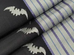 平和屋着物●本場筑前博多織　半幅帯　コウモリ　黒色　西村織物謹製　博多織金ラベル　証紙付き　正絹　逸品　CABA2354dy