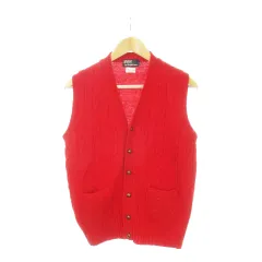 ポロ バイ ラルフローレン Polo by Ralph Lauren ベスト ジレ ニット 前開き Vネック ウール アラン柄 M 赤 レッド /AH14