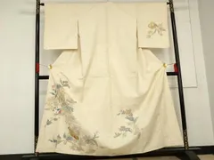 平和屋着物●訪問着　紬地　手描き　玩具枝花文　金彩　正絹　逸品　AABD9992cs