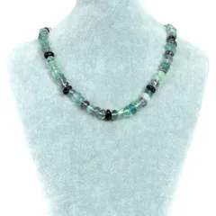 シンプルストーンネックレス フローライト【タンブル】6×10mm【天然石 ビーズ パワーストーン】