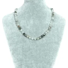 シンプルストーンネックレス ガーデンクォーツ【ダイヤカット】8mm【天然石 ビーズ パワーストーン】