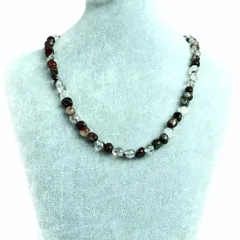 シンプルストーンネックレス ガーデンクォーツ【タンブル】横幅/約9ｍｍ【天然石 ビーズ パワーストーン】