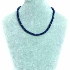 シンプルストーンネックレス ヘマタイト ブルーメタリック【ボタンカット】3×6ｍｍ【天然石 ビーズ パワーストーン】