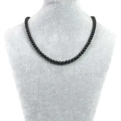 シンプルストーンネックレス黒翡翠（ブラックミャンマージェイド）【丸玉】6mm【天然石ビーズパワーストーン】