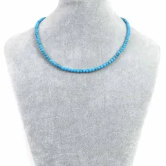 シンプルストーンネックレスフェイクターコイズ(人工石  ブルー)【丸玉】4mm【天然石ビーズパワーストーン】