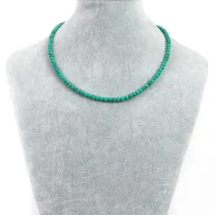 シンプルストーンネックレスフェイクターコイズ(人工石 グリーン)【丸玉】4mm【天然石ビーズパワーストーン】