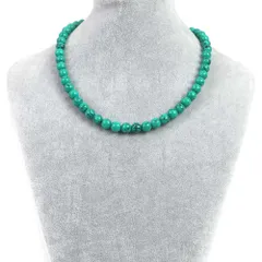 シンプルストーンネックレスフェイクターコイズ(人工石 グリーン)【丸玉】8mm【天然石ビーズパワーストーン】