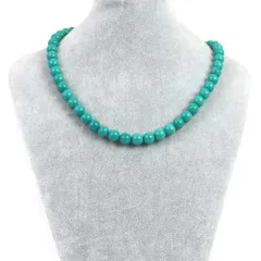 シンプルストーンネックレスハウライトマグネサイトターコイズ(染め グリーン)【丸玉】10mm【天然石ビーズパワーストーン】