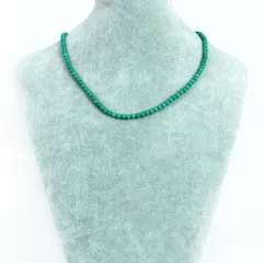 シンプルストーンネックレスハウライト マグネサイト ターコイズ(染め グリーン)【丸玉】4mm【天然石ビーズパワーストーン】