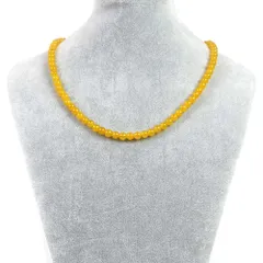 シンプルストーンネックレスカラージェード(イエロー・染め)【丸玉】6mm【天然石ビーズパワーストーン】