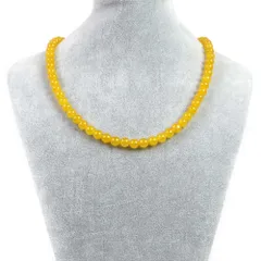 シンプルストーンネックレスカラージェード(イエロー・染め)【丸玉】8mm【天然石ビーズパワーストーン】
