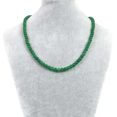 シンプルストーンネックレスカラージェード(グリーン・染め)【丸玉】6mm【天然石ビーズパワーストーン】