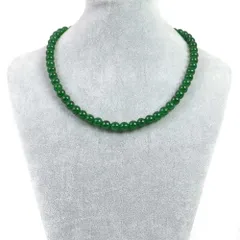 シンプルストーンネックレスカラージェード(グリーン・染め)【丸玉】8mm【天然石ビーズパワーストーン】