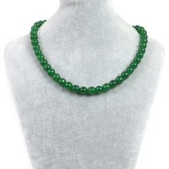 シンプルストーンネックレスカラージェード(グリーン・染め)【丸玉】10mm【天然石ビーズパワーストーン】