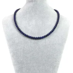 シンプルストーンネックレスカラージェード(ネイビー・染め)【丸玉】6mm【天然石ビーズパワーストーン】