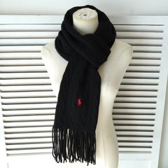 ラルフローレン ポンチョ ケーブルニット 黒 カシミヤ混 インパクト21