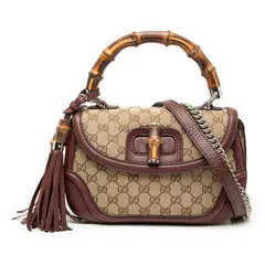 グッチ GGキャンバス バンブー ハンドバッグ チェーン ショルダーバッグ 2WAY 240242 ベージュ ボルドー系 キャンバス GUCCI 【中古】 グッチ GGキャンバス バンブー ハンドバッグ チェーン ショルダー