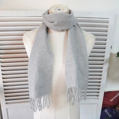 Chloé クロエ カシミヤ100％ マフラー ロゴ刺繍 アイボリー フリンジ
