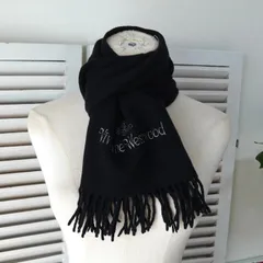 【バレンタイン期間限定セール50%OFF 】ヴィヴィアン ウエストウッド オーブ ロゴ ウール マフラー チャコールグレー