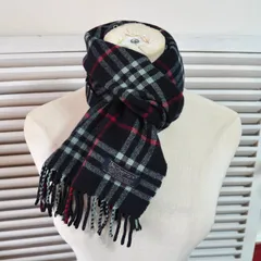 バーバリー ヴィンテージ ノバチェック カシミア100% マフラー ネイビー