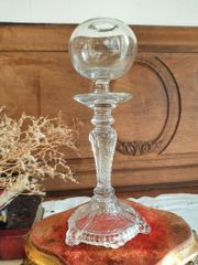 フラワーモチーフ フリル グラス スターリングシルバーの台皿付 花瓶