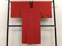 平和屋着物■道行コート　単衣　茜色　ロング丈　正絹　逸品　CABA3278ua