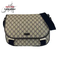 美品 GUCCI グッチ グレー ネイビー シルバー金具 GGスプリームキャンバス 201732 ショルダーバッグ メッセンジャーバッグ メンズ 502942【中古】