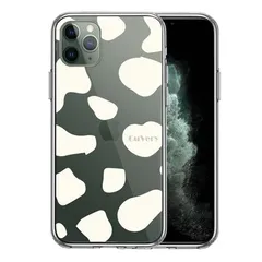 iPhone11pro ケース クリア アニマル柄 カウ 牛 ホワイト スマホケース 側面ソフト 背面ハード ハイブリッド 