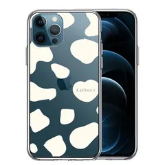 iPhone12Pro ケース クリア アニマル柄 カウ 牛 ホワイト スマホケース 側面ソフト 背面ハード ハイブリッド 