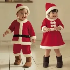 ベビー サンタコス 80 90 男の子 女の子 クリスマス コスプレ 衣装 帽子付き サンタ服 キッズ 赤ちゃん コスチューム 可愛い 冬 仮装