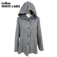 美品 レリアン ホワイトレーベル フード付きAラインウールコート11 グレー