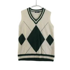 SPAO ユニセックス M 白 アーガイル ニット ベスト K8085