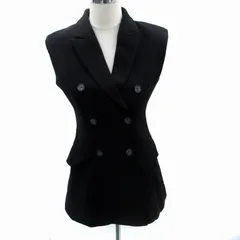 バースデーバッシュ BIRTHDAY BASH ベスト ジャケット ミドル丈 ダブルボタン M 黒 ブラック /SM20