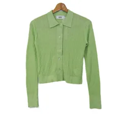 アズールバイマウジー カーディガン トップス 長袖 ポロニット 未使用品 レディース Fサイズ グリーン AZUL by moussy