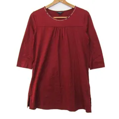 バーバリーロンドン チュニック シャツ トップス 長袖 ノバチェック柄 日本製 レディース 4サイズ レッド BURBERRY LONDON 【中古】