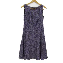 ローラアシュレイ ワンピース トップス ノースリーブ 総柄 シルク100% レディース 7サイズ 紫×白×グレー Laura Ashley 【中古】
