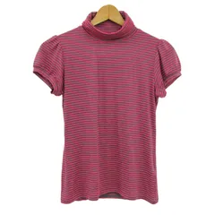 エディフォーメーション 半袖Tシャツ トップス タートルネック ボーダー柄 レディース 2サイズ ピンク×グレー Eddy formation 【中古】