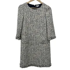 TO BE CHIC(トゥービーシック) ワンピース サイズ42 L レディース美品  アイボリー×ブルー×マルチ 長袖/クルーネック/ツイード