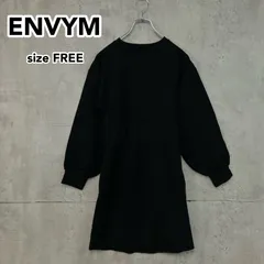 ENVYM アンビー バックオープン スウェット ミニワンピース ロングスリーブ ブラック FREE レディース Rayon Nylon Polyurethane バルーンスリーブ ウエストゴム 韓国ファッション ストリート ★ ◇■